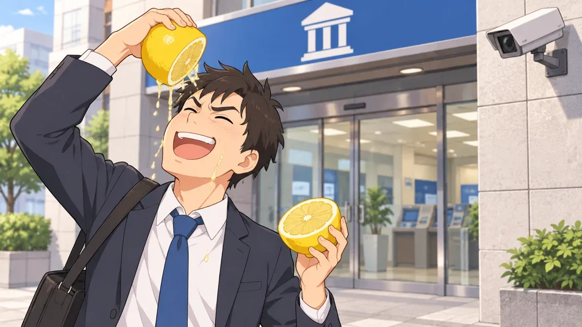 レモン汁を顔に塗る男
